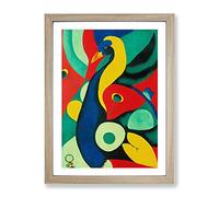 Peacock Abstract No.2 Framed Print for Living Room Bedroom Home Office Décor, Wall Art Picture Ready to Hang, Oak A3 Frame (34 x 46 cm)