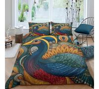 Peacock Abstract Painting Duvet Cover 3 Pieces Pattern Printed Bedding Bed Linen Sets with Zipper Closure Soft Microfiber Double（200x200cm）