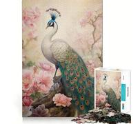 Peacock Amidst Blossoms Jigsaw Puzzles for Teenagers 1000 Pieces Strong Logic Toy Shared Fun Clear Edge Lovely Present (38x26cm)