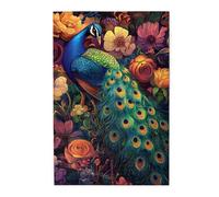 Peacock Among The Flowers,1000 Piece Wooden Puzzle,Colorfuls Design,Difficult Adult Entertainment Game,Challenge Brainstorming,Relieve Stress,Gift for Relatives and Friends