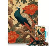 Peacock And Birds in Floral Setting 1000 Piece Jigsaw Puzzle for Adults Logic Toy Relaxing Fun Design Assembly Santa Wish Gift (50x75cm)