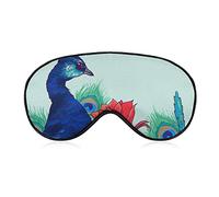 Peacock and Floral Sleep Mask Blindfold Retro Bird Decor Adjustable Super-Smooth Soft Eye Mask Cover for Men Women Travel and Nap