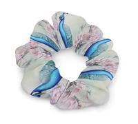 Peacock And Flowers Fashion Scrunchies for Women Satin Hair Elastics & Ties Cute Ponytail Holders
