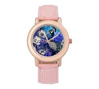 Peacock and Flowers Fashion Women's Watch Easy Reader Novelty Slim Quartz Casual Dress Wrist Watches