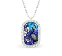 Peacock And Flowers Funny Pendant Necklace for Women Personalized Fashion Jewelry Diamond Necklaces for Wedding Birthday Gold Silver