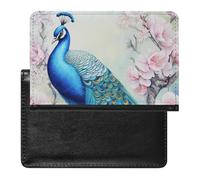 Peacock and Flowers Passport Covers with Card Slots Slim Vaccine Card Organizer Holder PU Leather Travel Wallet