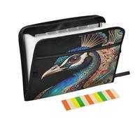 Peacock Art Blue Accordion File Organizer 13 Pockets Expandable File Folder with Labels Bill Receipt Document Holder