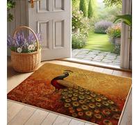 Peacock Art Door Mat, Colorful Bird Indoor & Outdoor Entrance Decor, Summer Inspired Non-Slip, Rubber Waterproof Welcome Mat, Easy to Clean 29x17 Inch