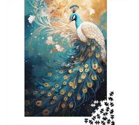 Peacock Art Illustration 1000 Pc Extra-thick Cardboard Jigsaw Puzzle Bundle Couple Partners Concentration Training Gift Idea 38x26cm/1000pcs