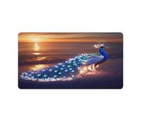 Peacock Beach Sunset Large Gaming Mouse Pad with Stitched Edges Non-Slip Long Desk Pads for Office Home Keyboard