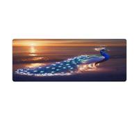 Peacock Beach Sunset Large Gaming Mouse Pad with Stitched Edges Non-Slip Long Desk Pads for Office Home Keyboard