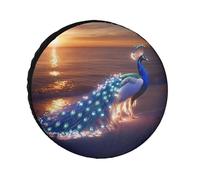 Peacock Beach Sunset Spare Wheel Cover Waterproof Dustproof Tire Covers Universal Tyre Protector Fit 24"-36"