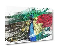 Peacock Bird 5 V2 Canvas Print | Gallery Wrapped 30mm Frame Wall Art | 24x16 inches | Ready to Hang | Modern Animals Picture | Living Room Bedroom Lounge Office