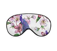 Peacock Bird and Blooming Flowers Sleep Mask Romantic Flower Blindfold for Sleeping Elastic Blackout Eye Mask Cover for Full Night's Sleep Travel and Nap