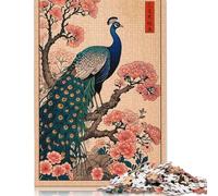 Peacock Bird Cherry Blossom Puzzle 1000 Piece Adult Jigsaw Puzzle Puzzles for Adults Puzzles Sustainable Puzzle for Adults | Games 1000pcs (75x50cm)