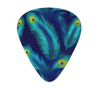 Peacock Bird Feathers Print 12 Pieces Guitar Picks For Guitars And Ukulele, Unique Guitar Present