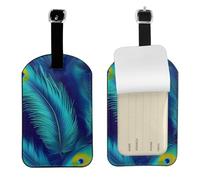 Peacock Bird Feathers Print Elegant Tag Stylish tag Luggage Tag 4.3 x 2.76 Inch for Suitcases Travel Bags
