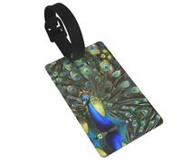 Peacock Bird Feathers Print Interesting Luggage Tags Travel Luggage Tags for Men and Women for Luggage Identification