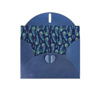 Peacock Bird Feathers Printing Horizontal Love Buckle Pearl Paper Holiday Greeting Card With Envelopes For Friends, Family