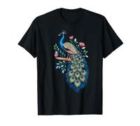 Peacock Bird Floral Botanical Art Exotic Nature Design T-Shirt