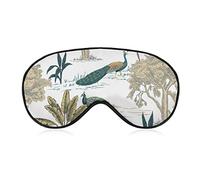 Peacock Bird Summer Floral Sleep Mask Blindfold Vintage Animals Adjustable Super-Smooth Soft Eye Mask Cover for Men Women Travel and Nap