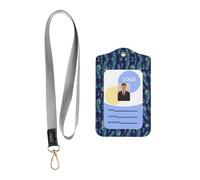 Peacock Birds Feathers Print Id Badge Holder with Lanyard Wallet, Pu Leather Id Badge Card Holder with 1 Clear Id Window and Neck Lanyard(2pcs)