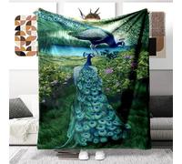 Peacock Blanket 100 x 150 cm Flannel Warm Soft Blanket Bedroom Bed Linen for Naps Travel Office Gift for Boys and Girls (f, V, 100 x 130 cm)