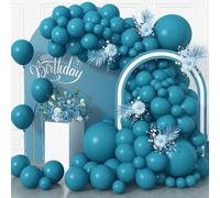 Peacock Blue Balloons,113Pcs Turquoise Blue Balloon Arch Garland Kit Different Sizes, 5 10 12 18inch Matte Dark Teal Dusty Blue Latex Helium Balloons for Birthday Wedding Baby Shower Party Decorations