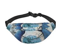 Peacock Blue Feather Fanny Pack for Women Men Waist Bag Adjustable Belt Casual Chest Bag Bum Bags for Travel Hiking Waist Packs