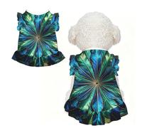 Peacock Blue Feather M Pet Apparel for Small Dogs-Cute Summer Outfit for Puppy, Soft Breathable Pet Clothes for Cat