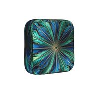 Peacock Blue Feather Period Proof Storage Bag-Feminine Hygiene Travel Case for Sanitary Pads, Discreet Mensural Pouch for Purse Office