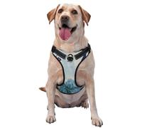 Peacock Blue Feather,Pet Harness,Adjustable Reflective Dog Harness,Pet Leash Vest,S