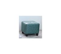 Peacock Blue Ottoman Square Footstool - Soft Oil Wax Leather, Anti-Slip Design, Easy to Clean Shoe Change Stool, 30x30x25cm for Living Room, Bedroom, and Entryway.