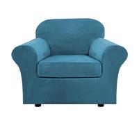 Peacock Blue Stretch Sofa Slipcover 2Piece Fur Protector for 1 Cushion Couch Durable Furniture Cover Easy to Install Soft Fabric Ideal for Home Decor