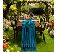 Peacock Blue Velvet Table Runner: 3 Packs 29x120 Inch 10ft Long Luxurious Thick Velvet Wedding Runner for New Year Bridal Shower