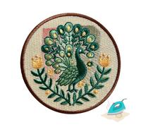 Peacock Botanical Iron On Patch 3.5" | 1-Pack Embroidered Sew On Patches for Clothing, Jeans, Jackets, Backpacks, Hoodies - Vintage Bird Floral Applique - Embroidery Patch for Tote Bags, Dresses