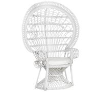 Beliani Peacock Chair EMMANUELLE Rattan White, White
