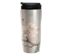 Peacock Cherry Blossoms Coffee Cup Travel Mug with Leakproof Lid Double Wall Tumbler Water Bottle 350ml