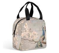Peacock Cherry Blossoms Portable Insulated Lunch Bag Adults Picnic Tote Cool Bag Travel Work