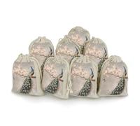 Peacock Cherry Blossoms Reusable Drawstring Bags 8 Pcs Jewellery Favour Pouch Christmas Halloween Candy
