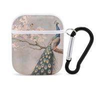Peacock Cherry Blossoms Slim Compatible with Airpod Case Protective Hard Cover Skin Shockproof