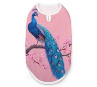 Peacock Cherry Flowers Dog Shirts Pullover Pet Vest T-shirts for Small Medium Dogs & Cats