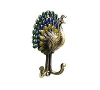 Peacock Coat Hooks, Antique Coat Hooks Vintage Decor, 13cm Novelty Peacock Hook with 2 Hooks, Heavy Duty Vintage Coat Hanger, Ornate Wall Decor for Hats Clothes Towel Bag