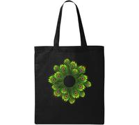 Peacock Colorful Feathers Mandala Styled Art Natural Ecological Cotton Tote Bag Black