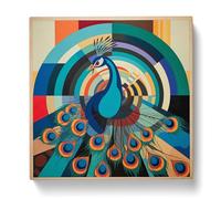 Peacock Constructivism Canvas Wall Art Print 20x20 Inch
