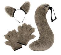 Peacock Costume Carnival Cosplay Wolf With Realistic Ears And Tail For Halloween Costume Theme Performance(Yellow,One Size)