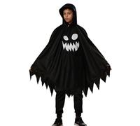 Peacock Costume Ladies,Feather Skirt Carnival Halloween Costume Kids Cosplay Gothic Glow In The Dark Cloak Cape With Scary Face For Party Masquerade(Black,10-12 Years)