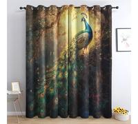 Peacock Curtains for Bedroom 90 Drop, Forest Wildlife Colorful Bird Blackout Curtains for Living Room Home Decor, Eyelet Window Drapes, 46 x 90 Inch 2 Panels