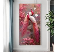 Peacock Diamond Art Kits Adults, Large Diamond Painting Flower Crystal Art Kits, DIY 5D Full Drill Square Crystal Embroidery Cross Stitch Paint by Numbers for Adults Home Decor Gifts 90x180 cm A-3