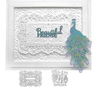 Peacock Dies for Card Making DIY Scrapbooking Embossing Lace Rectangular Frame Metal Cutting Dies for Paper Crafting Handmade Crafts Christmas Die Cuts Crafts Projects Scrapbook Album Decor